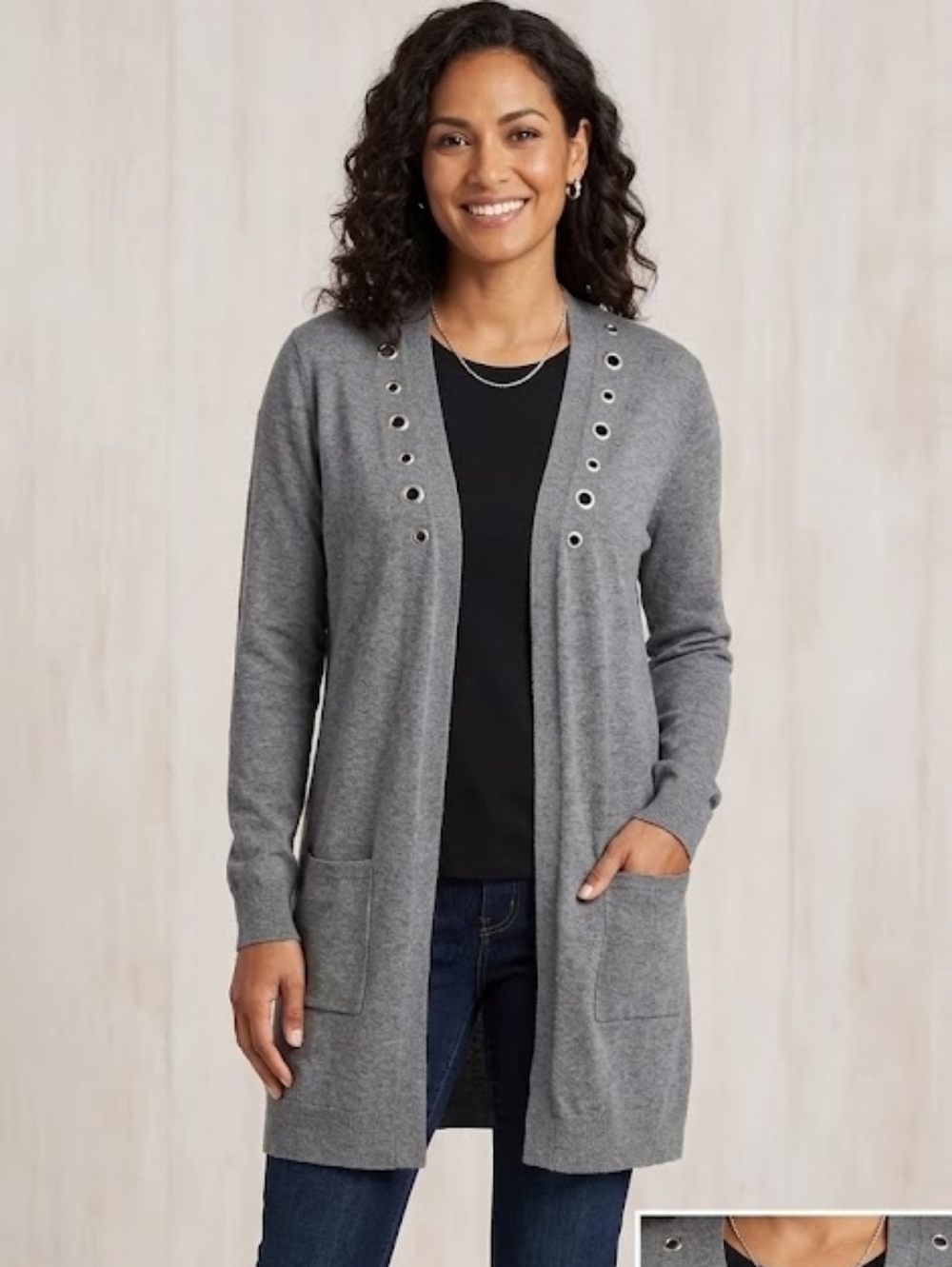 NWT Retrology Women's Open front gray cardigan size M